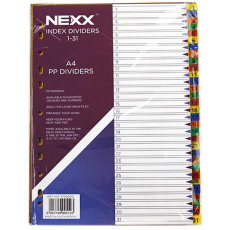 NEXX PVC Index / File Divider Numbered 1-31